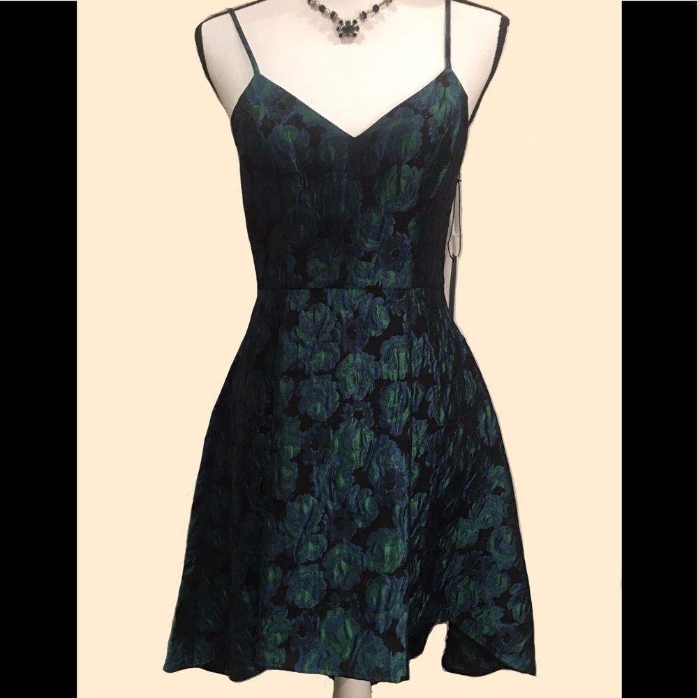 ALI & JAY Black and Dark Green Floral Mini Dress